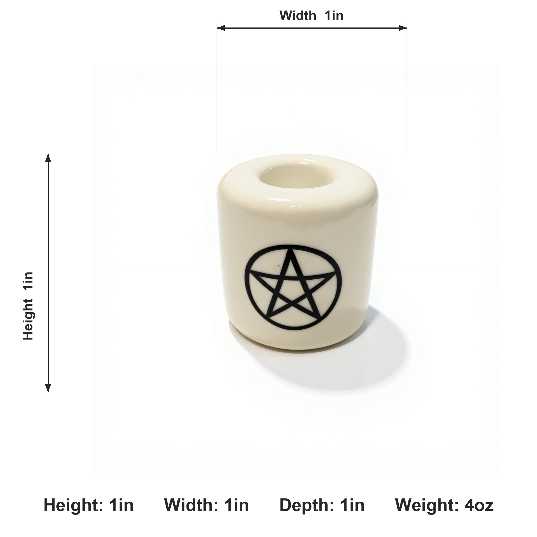 Ceramic Candle Holder White with Black Pentacle image 5