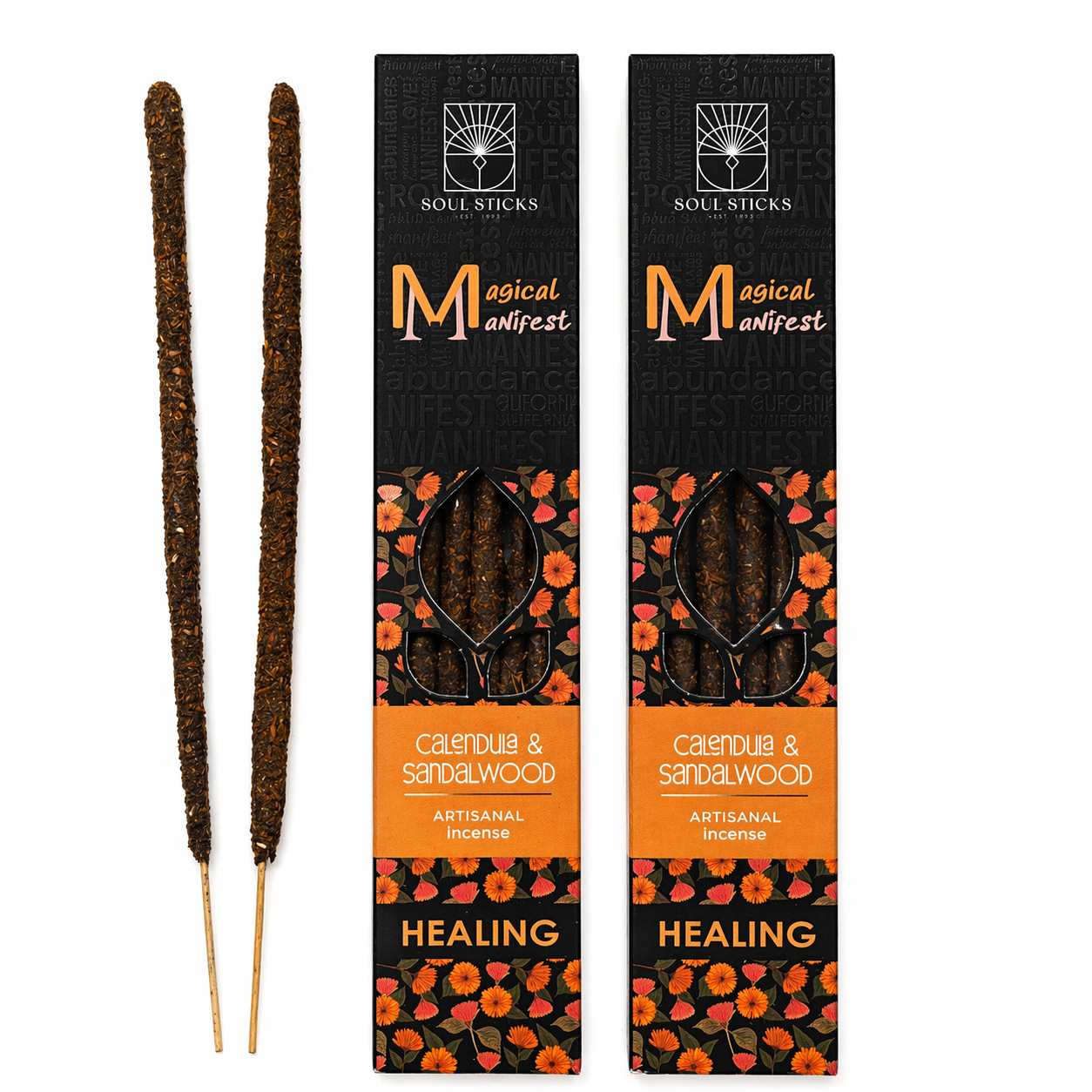Magical Manifest Healing Artisanal Incense Sticks Duo Pack - Calendula & Sandalwood