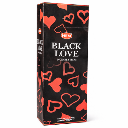 HEM Black Love incense sticks box on white background