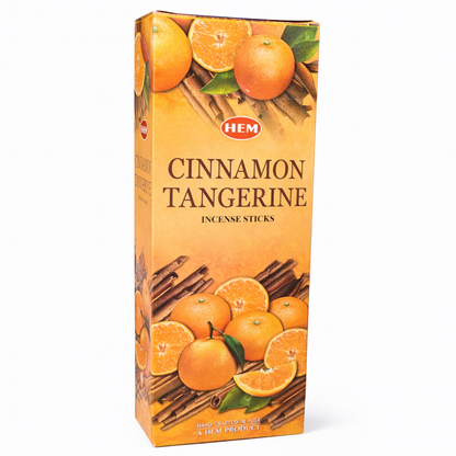 HEM Cinnamon Tangerine incense sticks box on white background