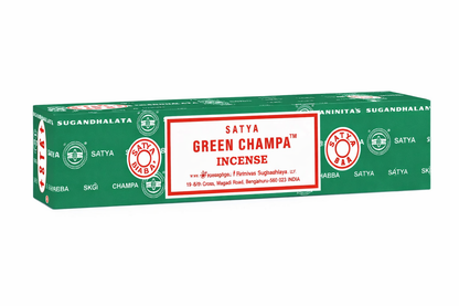 Satya Green Champa Incense Sticks 15 g, 12-Box Case