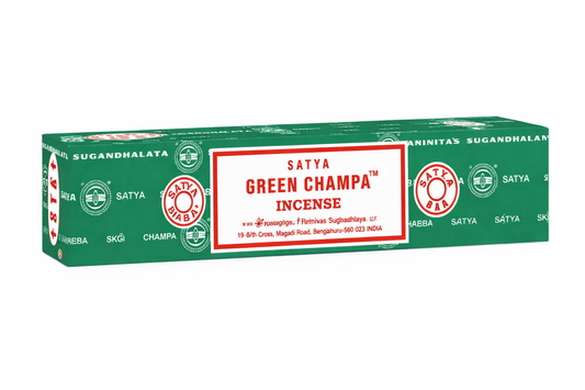Satya, 15 G Green Champa Incense Sticks (12 PK BOX)