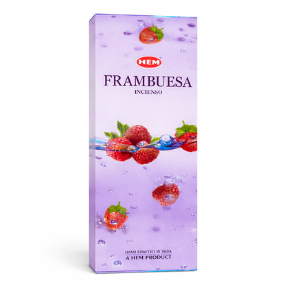 HEM Raspberry incense sticks box on white background