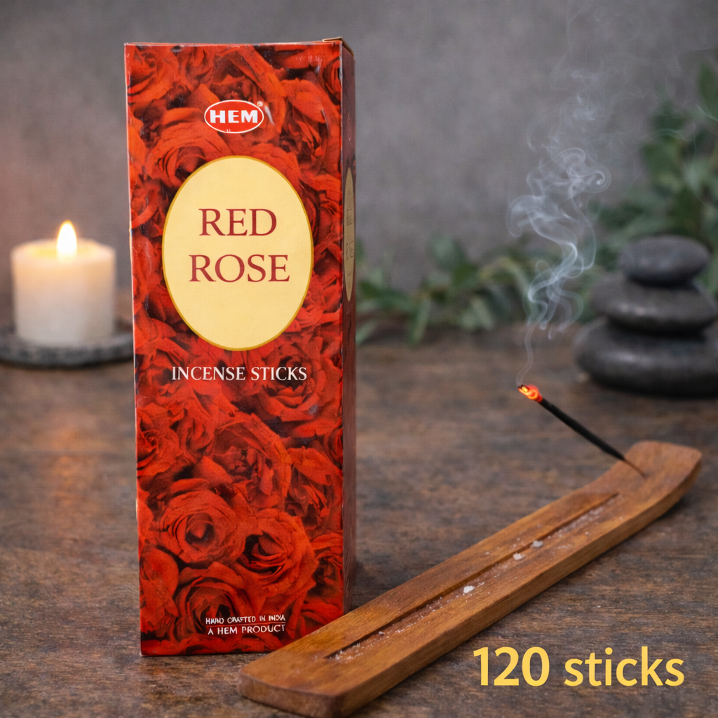 HEM Red Rose Incense Sticks - Original HEM Incense Hand-Rolled in India