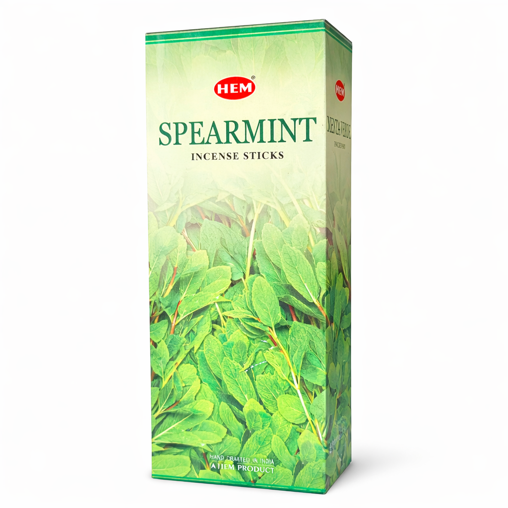 HEM Spearmint incense stick box shown on a plain background