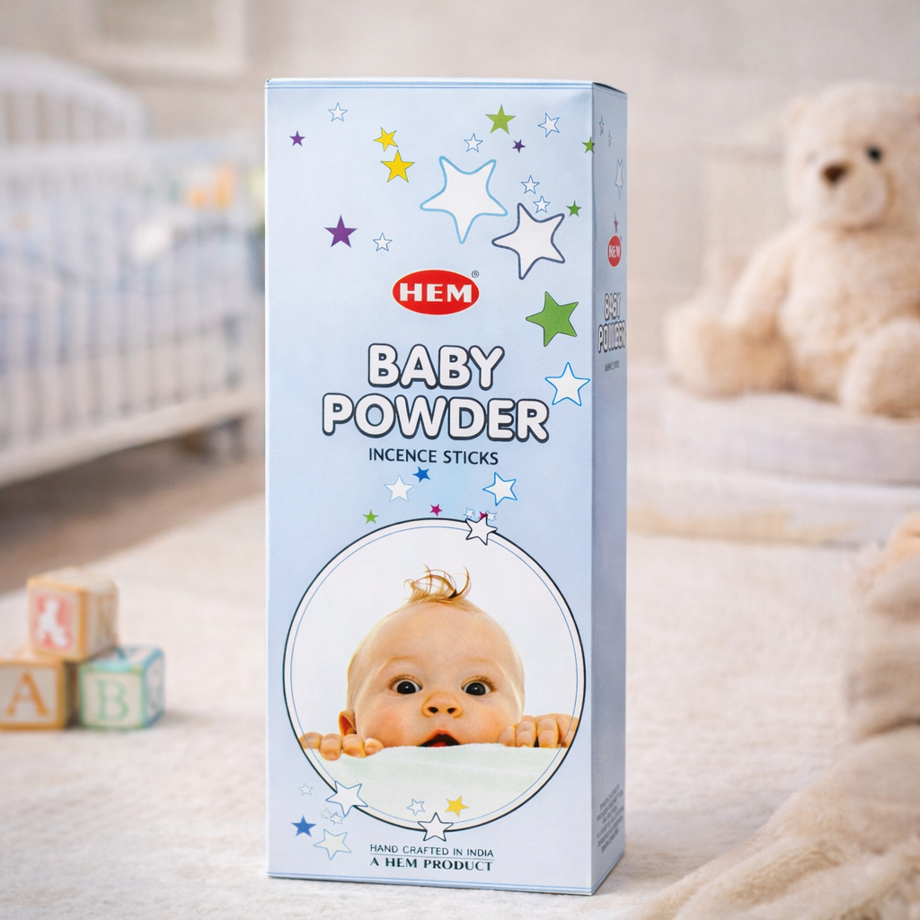 HEM Baby Powder Incense Sticks - Original HEM Incense Hand-Rolled in India