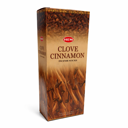 HEM Clove Cinnamon Incense Sticks - Hand-Rolled in India, 120 Count