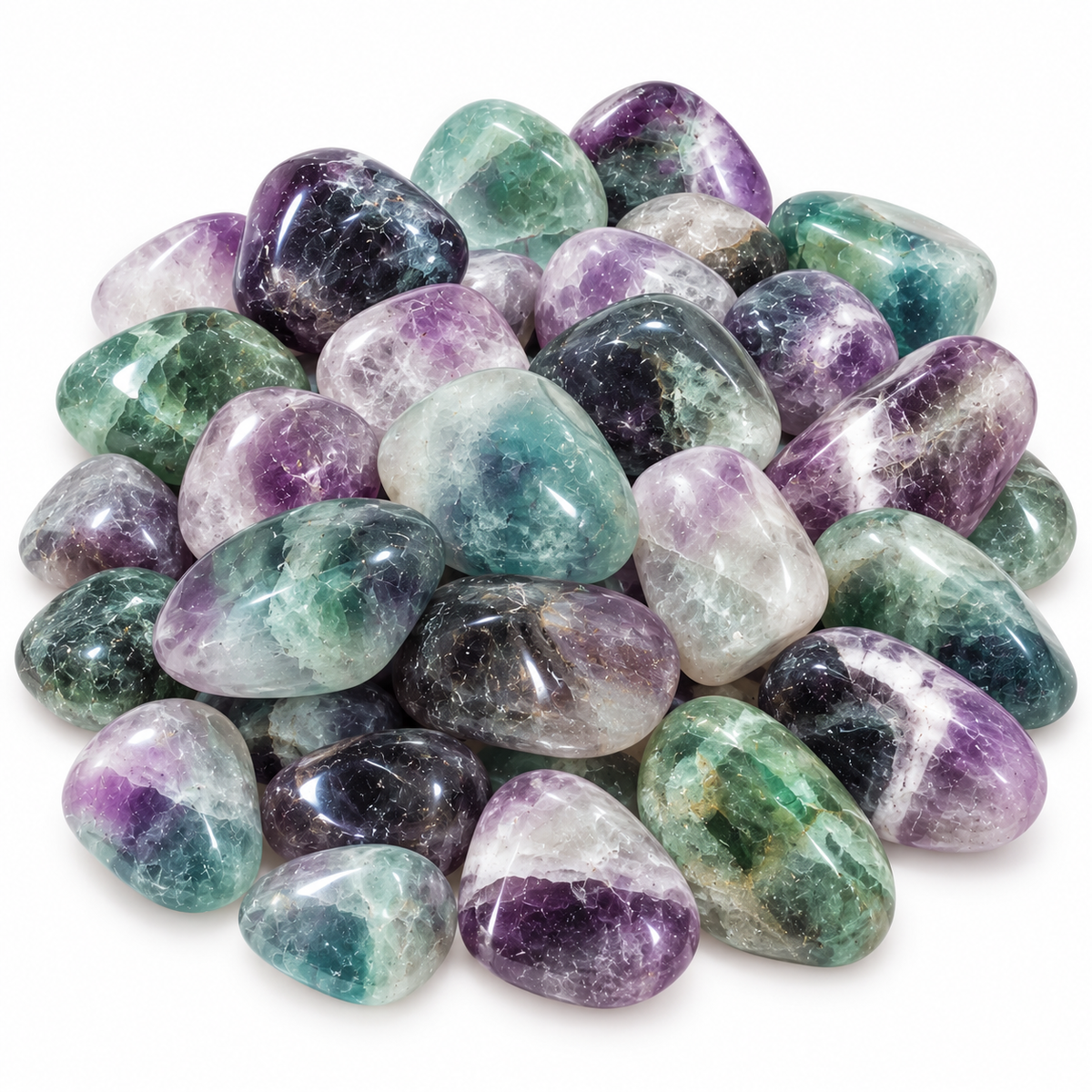 Fluorite Tumbled Crystal Stones for Focus Clarity Balance and Positive Energy