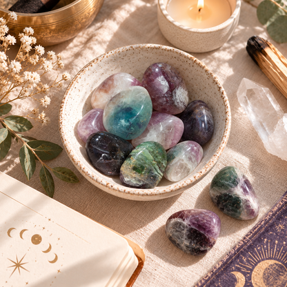 Fluorite Tumbled Crystal Stones for Focus Clarity Balance and Positive Energy