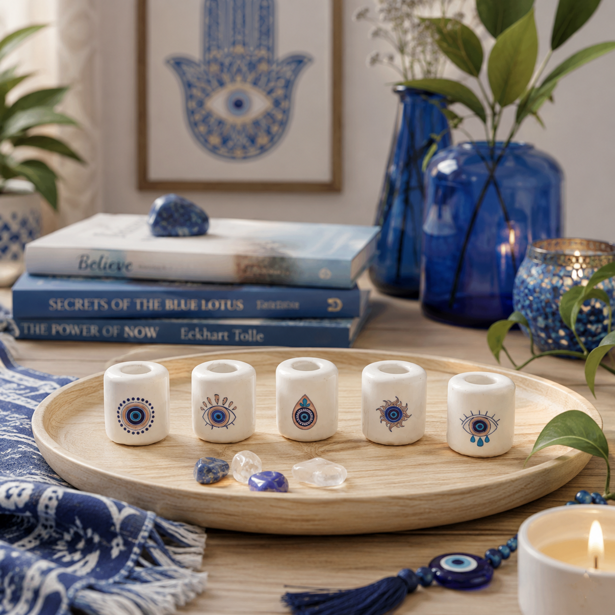 Ceramic Candle Holder Evil Eye Variety Pack of 5