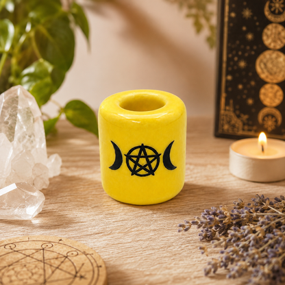 Ceramic Candle Holder Triple Moon Pentacle Pack of 5