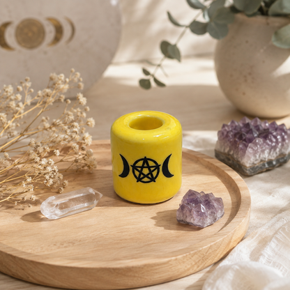 Ceramic Candle Holder Triple Moon Pentacle Pack of 5
