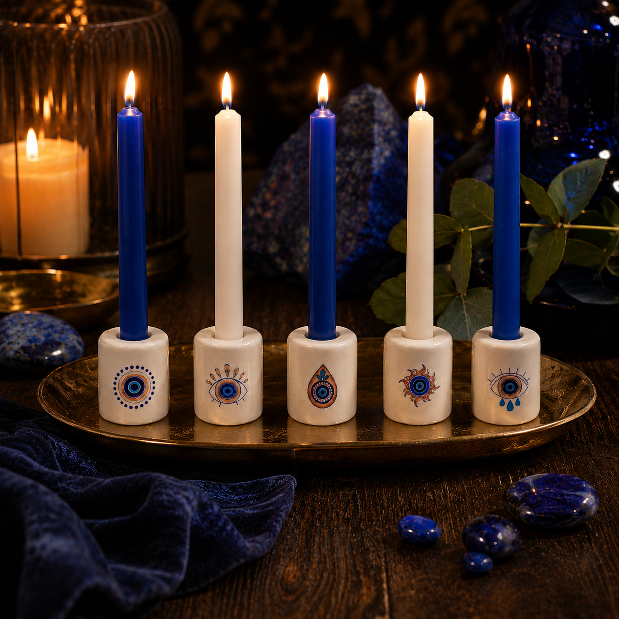 Ceramic Candle Holder Evil Eye Variety Pack of 5
