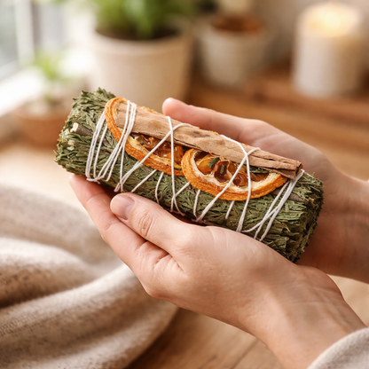 Orange, Cinnamon & Cedar Sage Smudge Sticks with Smudge Guide, 3-Pack