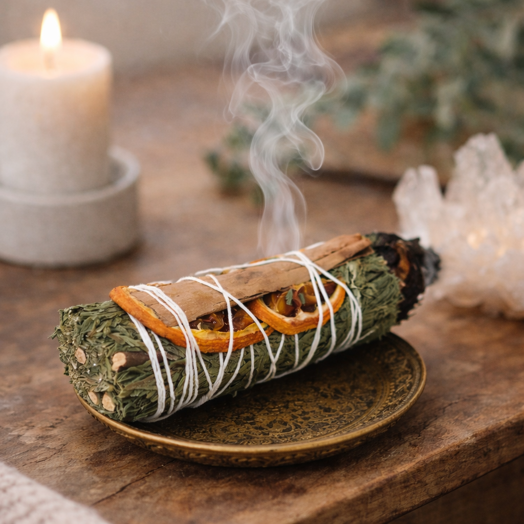 Orange, Cinnamon & Cedar Sage Smudge Sticks with Smudge Guide, 3-Pack