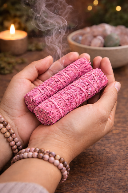 Rose Scented Blue Sage Smudge Sticks Duo