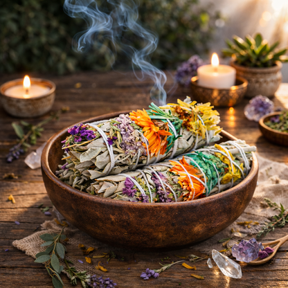 Good Vibes Floral Sage Smudge Sticks with Smudge Guide, 3-Pack