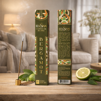 Bergamot incense sticks displayed with herbs or ritual decor