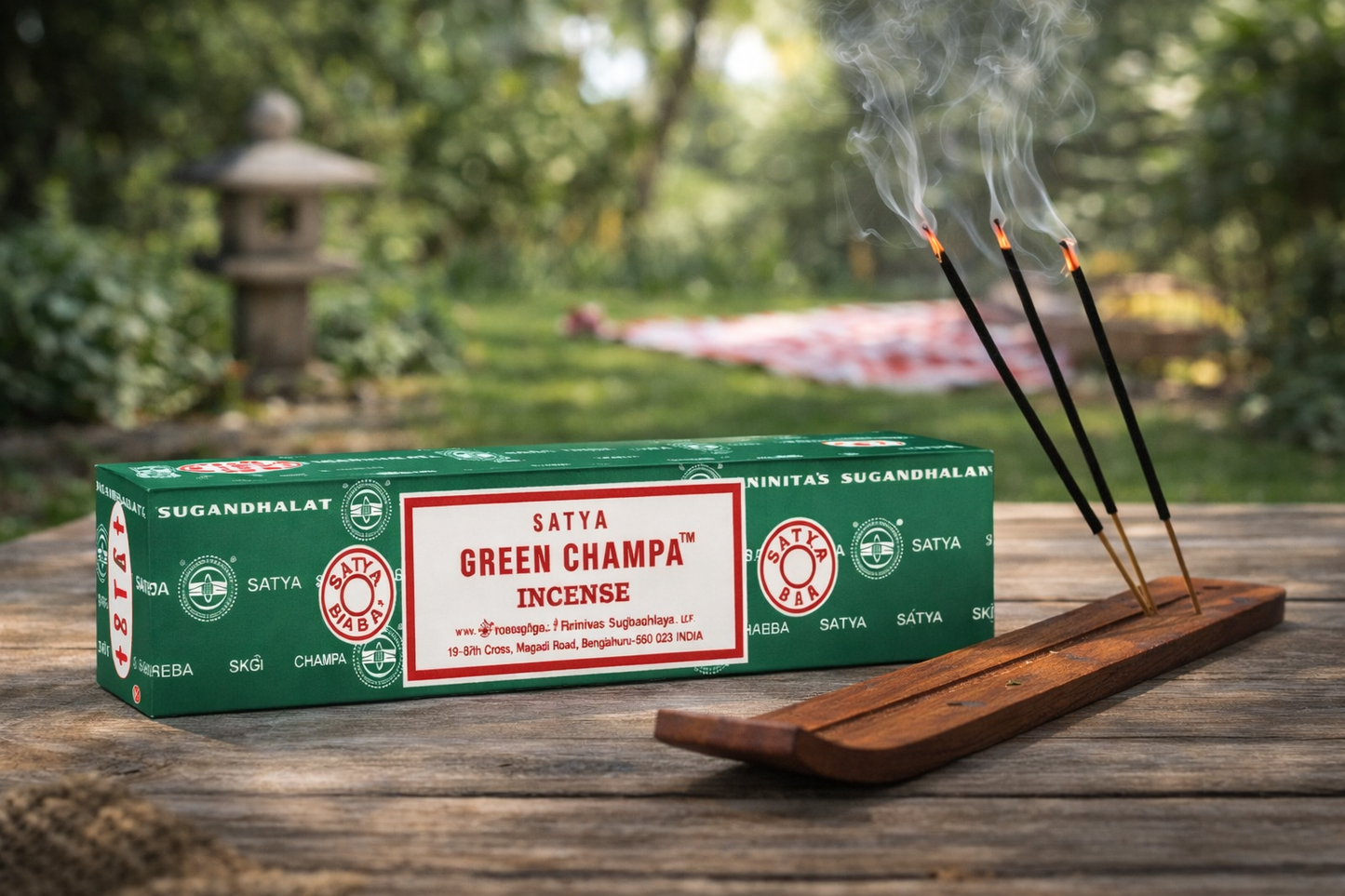Satya Green Champa Incense Sticks 15 g, 12-Box Case