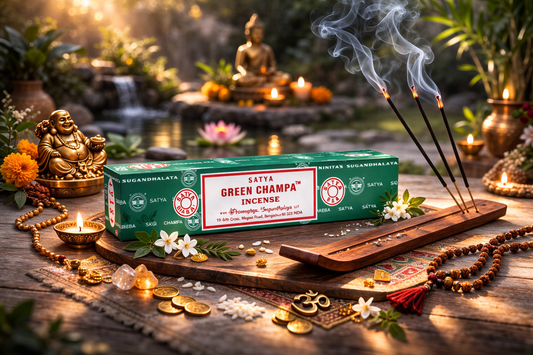 Satya Green Champa Incense Sticks 15 g, 12-Box Case