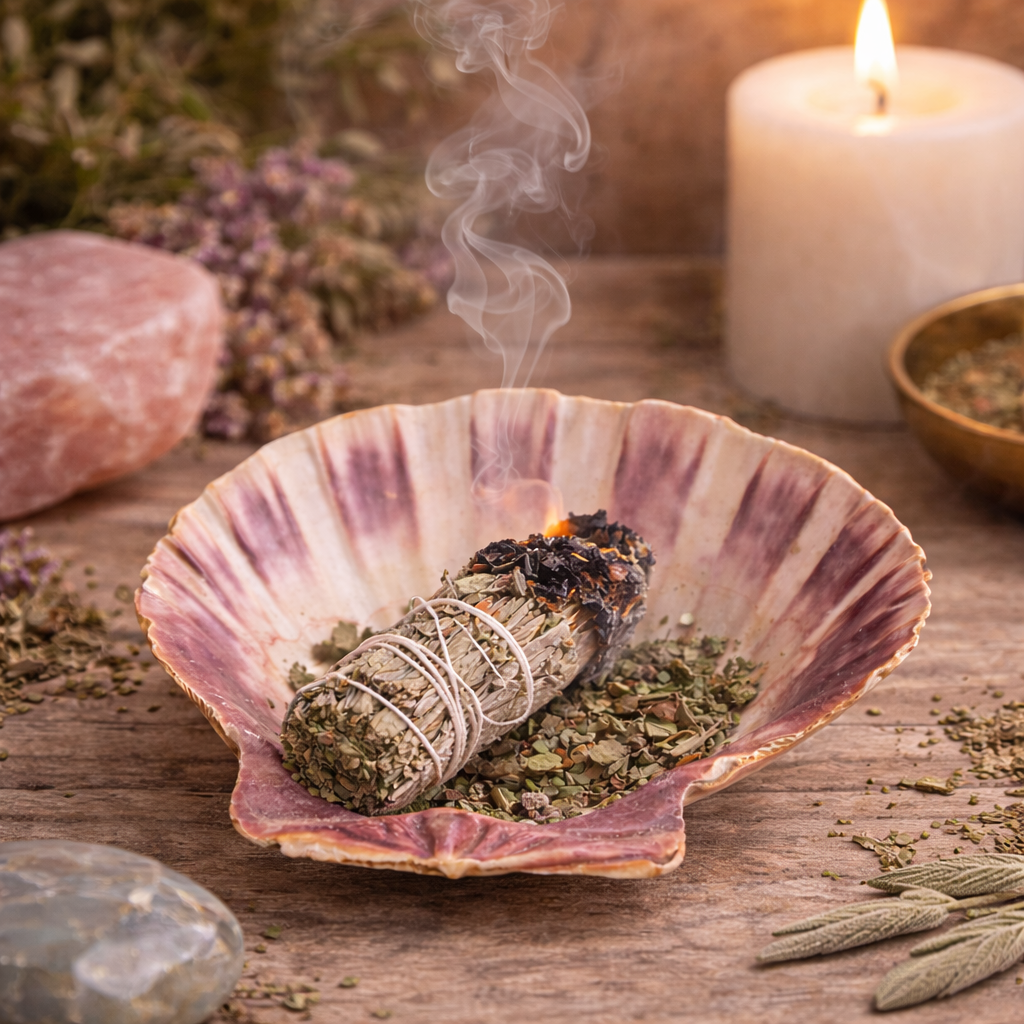 5 in. - 6 in. Lion's Paw Shell Smudge Bowl