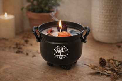 White Sage Tree of Life Cauldron Candle, 11.5 oz