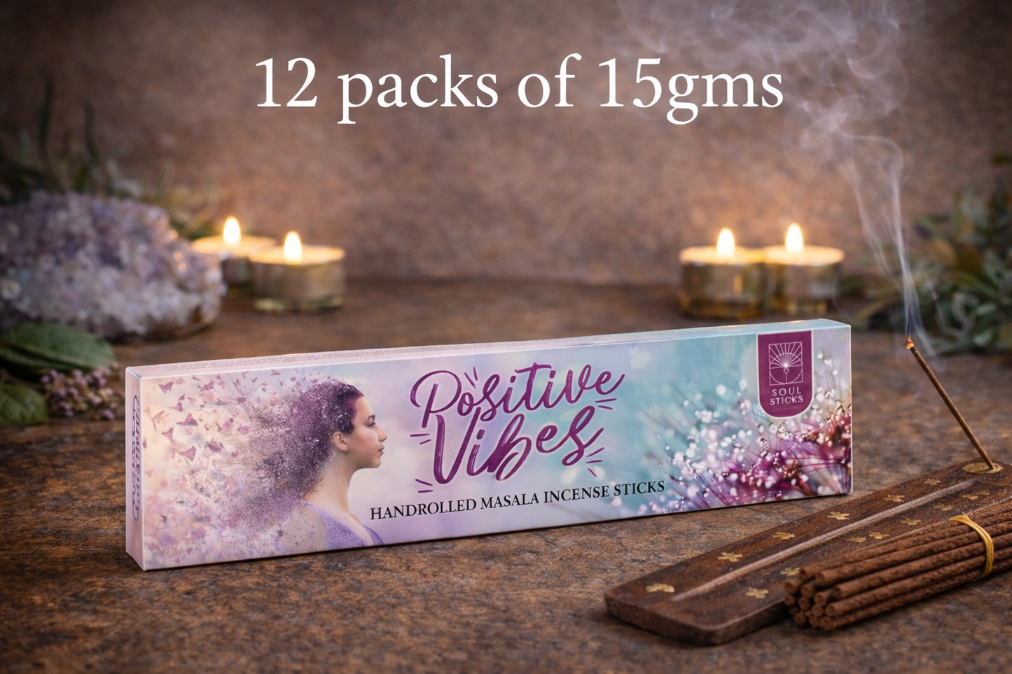 Soul Sticks Positive Vibes Masala Incense Sticks - 15 g (12 Pack)
