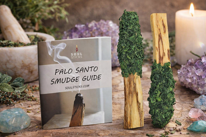Green Serenity Palo Santo Pops Duo with Smudge Guide