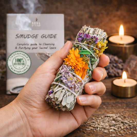 Good Vibes Floral Sage Smudge Sticks with Smudge Guide, 3-Pack