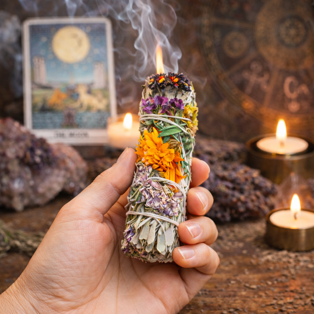 Good Vibes Floral Sage Smudge Sticks with Smudge Guide, 3-Pack