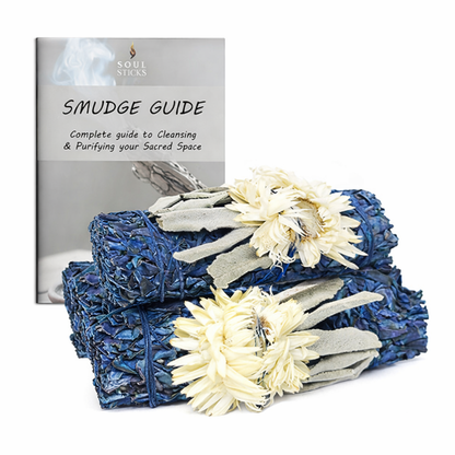 Blue Moon Floral Sage Smudge Sticks with Smudge Guide, 3-Pack