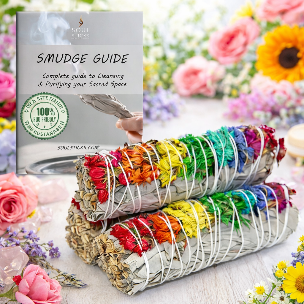 Flowery Rhymes Floral Sage Smudge Sticks with Smudge Guide, 3-Pack