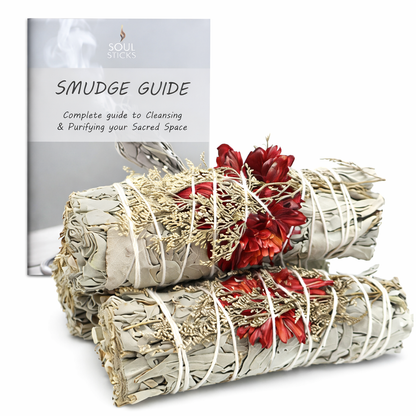 Passion Floral Sage Smudge Sticks with Smudge Guide, 3-Pack