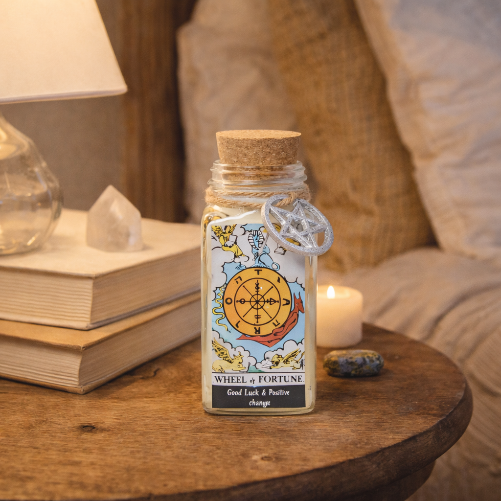 Wheel of Fortune Tarot Card Smudge Candle (6 OZ)