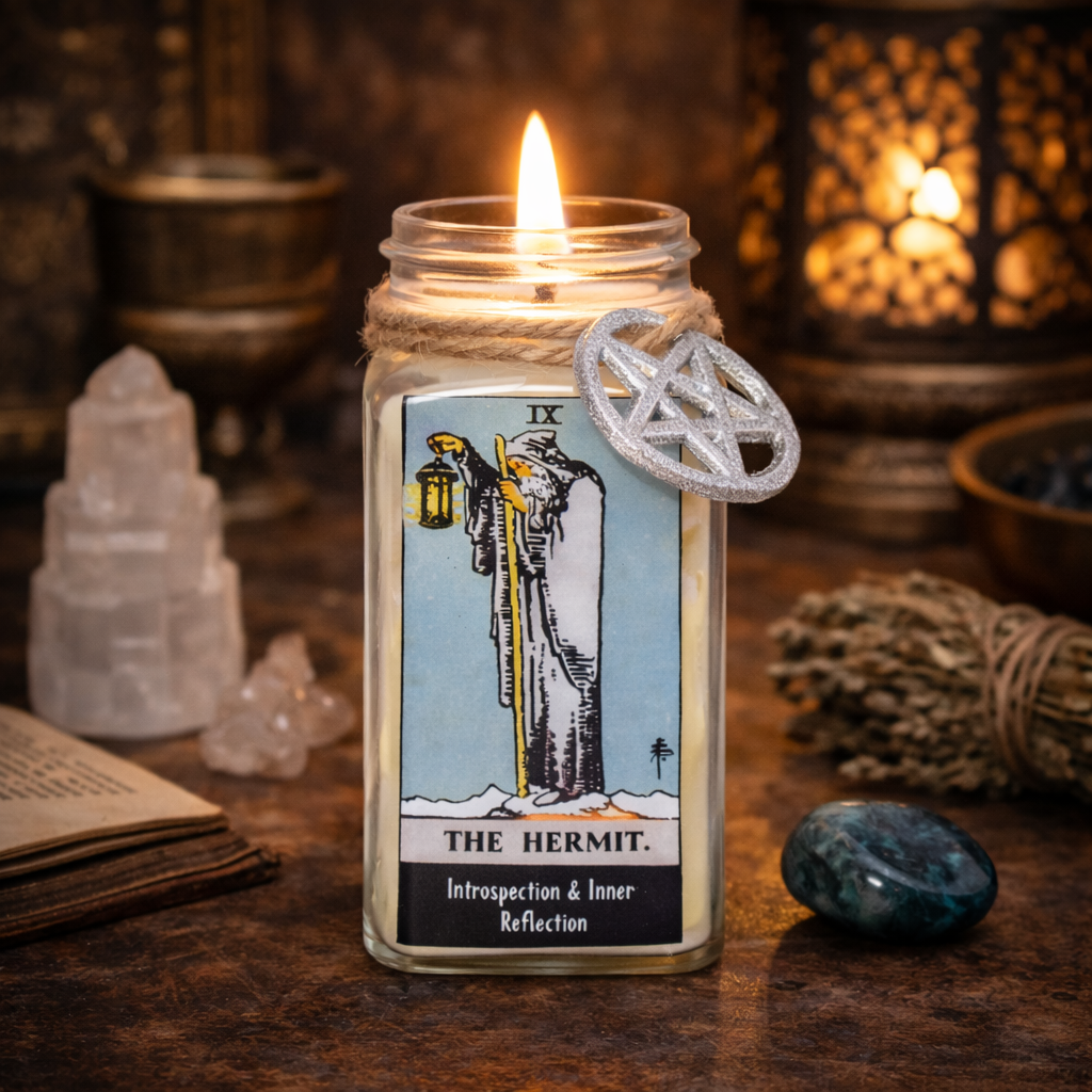 The Hermit Tarot Card Smudge Candle (6 OZ)