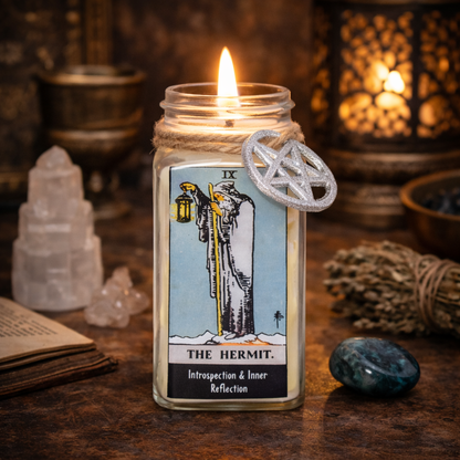 The Hermit Tarot Card Smudge Candle, 6 oz