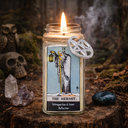 The Hermit Tarot Card Smudge Candle, 6 oz
