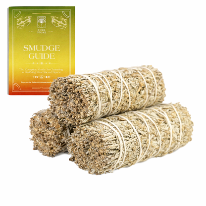 Blue Sage Smudge Sticks with Smudge Guide, 3-Pack