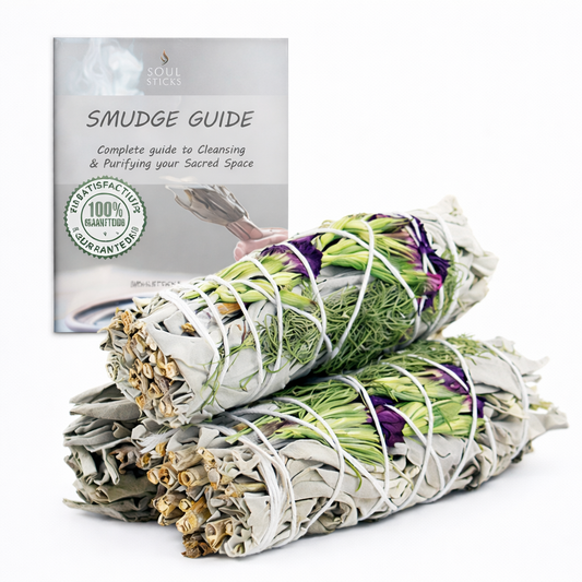 Good Life Floral Sage Smudge Sticks with Smudge Guide, 3-Pack