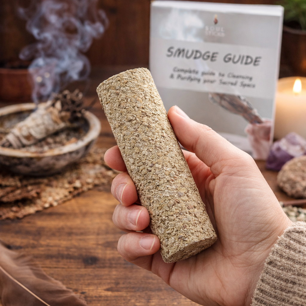 White Sage Sacred Wand Smudge Sticks with Smudge Guide - 3 Pack