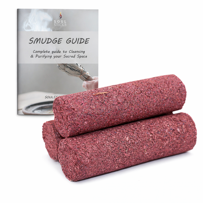 Dragon's Blood Sage Sacred Wand Smudge Sticks with Smudge Guide - 3 Pack