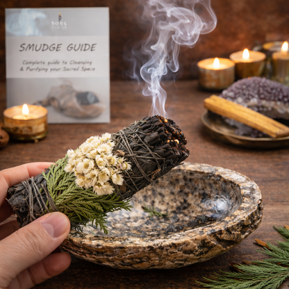 Midnight Bloom Floral Sage Smudge Sticks with Smudge Guide - 3 Pack