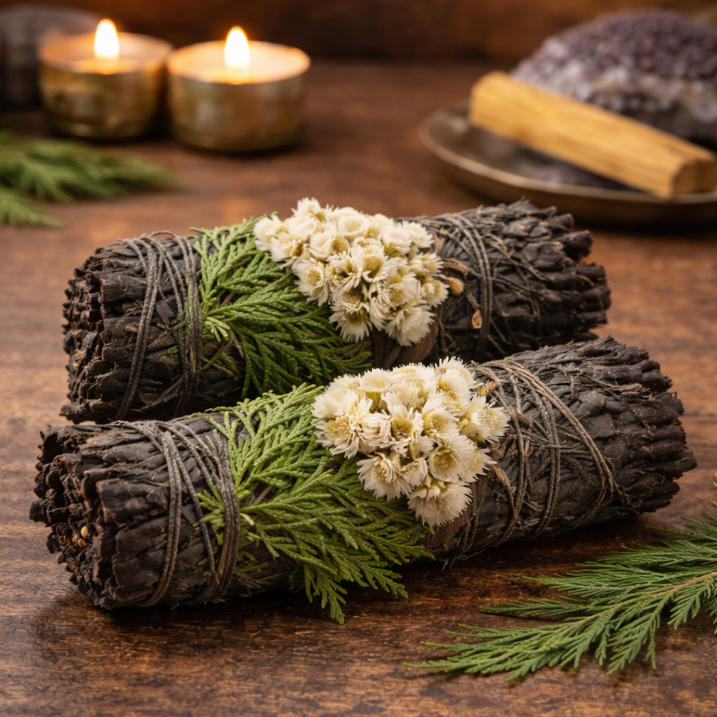 Midnight Bloom Floral Sage Smudge Sticks with Smudge Guide - 3 Pack