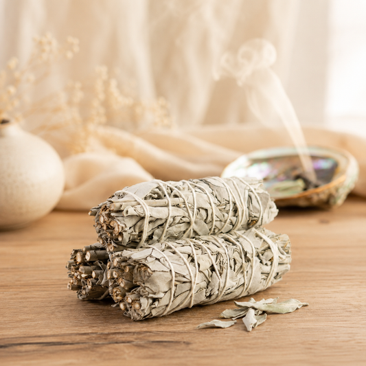 White Sage Smudge Sticks with Smudge Guide, 3-Pack