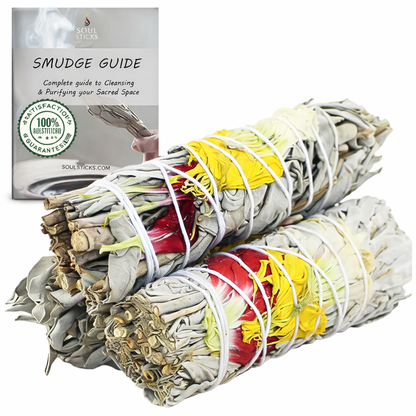 Harmony Floral Sage Smudge Sticks with Smudge Guide, 3-Pack