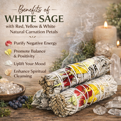 Harmony Floral Sage Smudge Sticks with Smudge Guide, 3-Pack