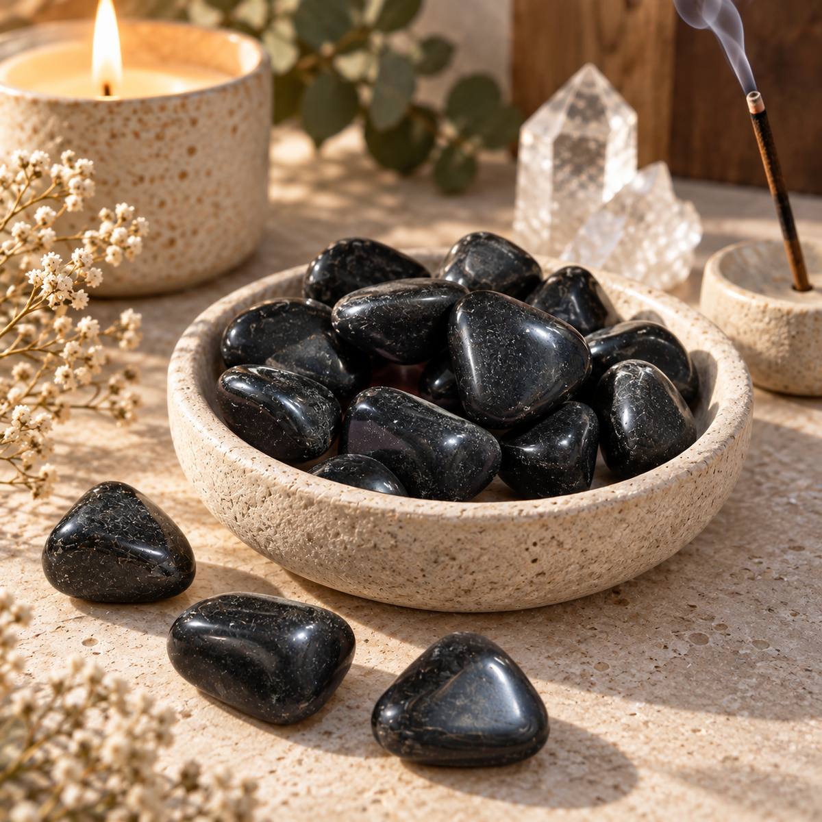 Black Obsidian Tumbled Crystal Stones for Protection Grounding Strength and Energy Cleansing