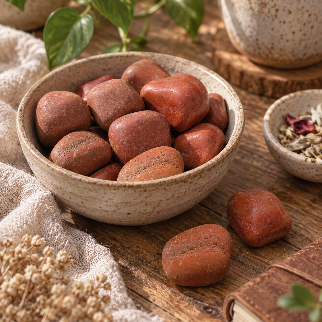 Red Jasper Tumbled Crystal Stones for Grounding Strength Courage and Stability
