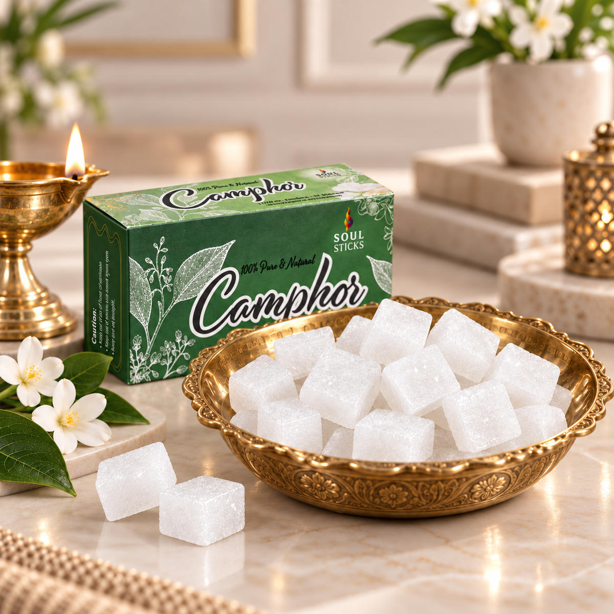 Natural Camphor Tablets (Kapur) – Camphor Blocks for Puja, Aarti, Cleansing & Ritual Use