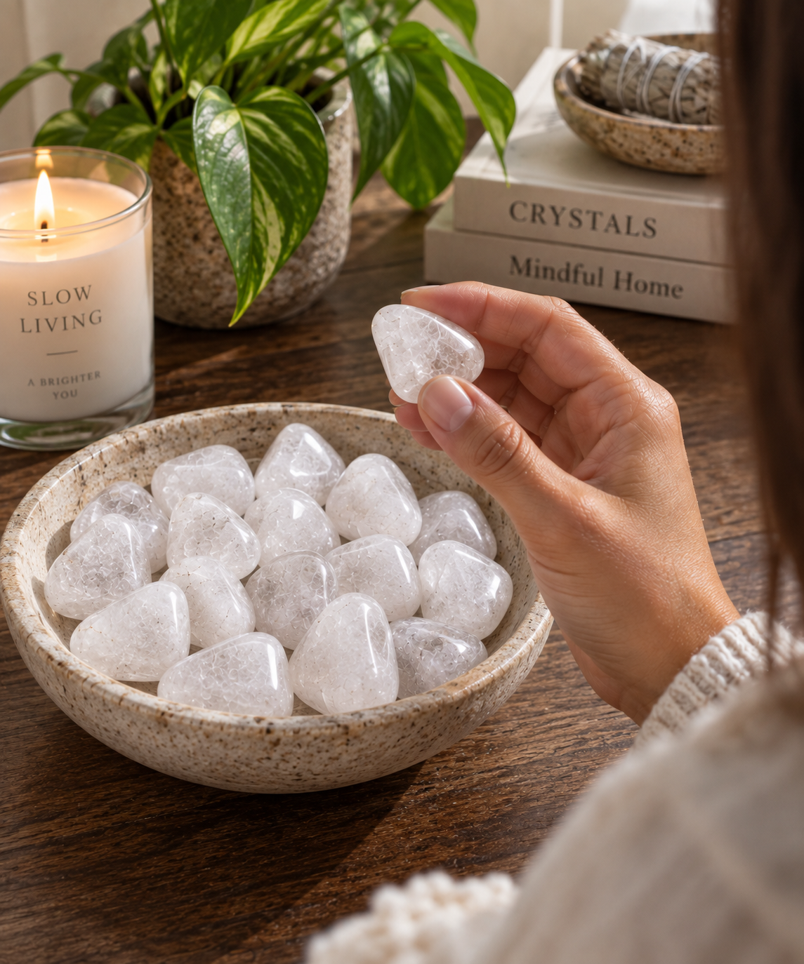 Clear Quartz Tumbled Crystal Stones for Clarity Cleansing Positive Energy and Intention Setting